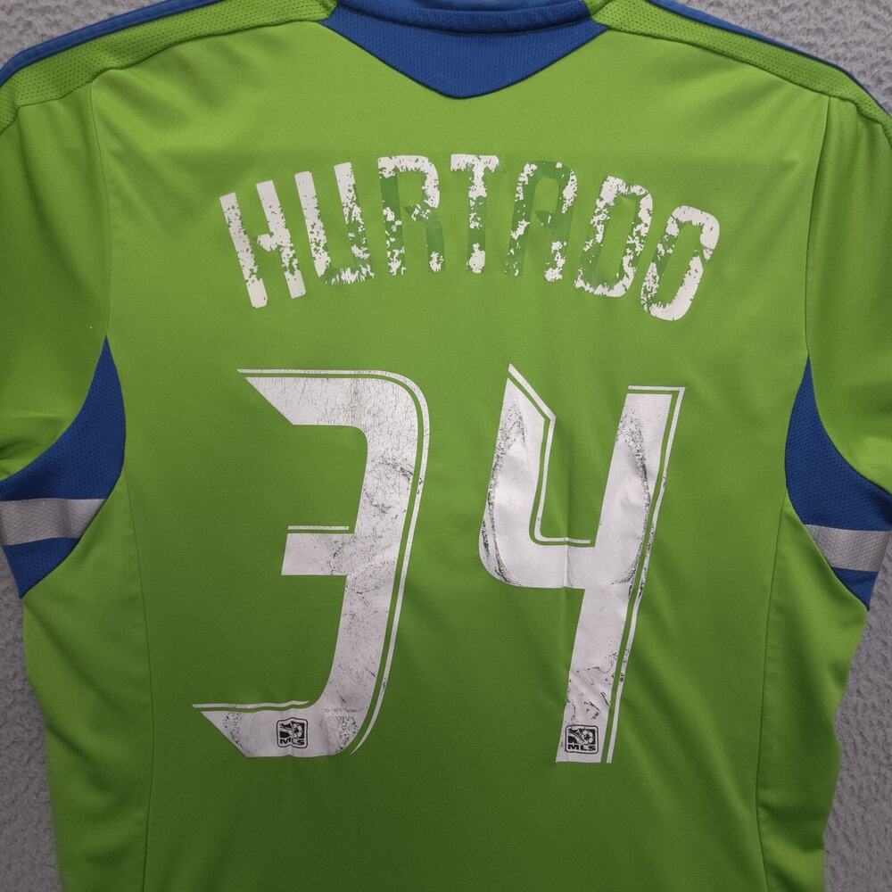 Seattle Sounders Jersey Mens Medium Adidas Climacool 11/12 Home Jhon Hurtado #34 - Picture 15 of 16